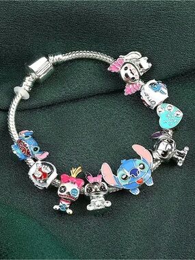 Silver Blue Stitch Charm Bracelet
